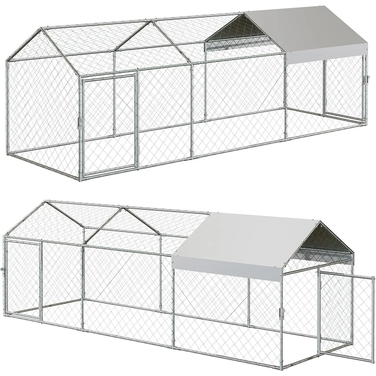 HiMISS Portable Metal Chicken Coop With Waterproof Cover And Run