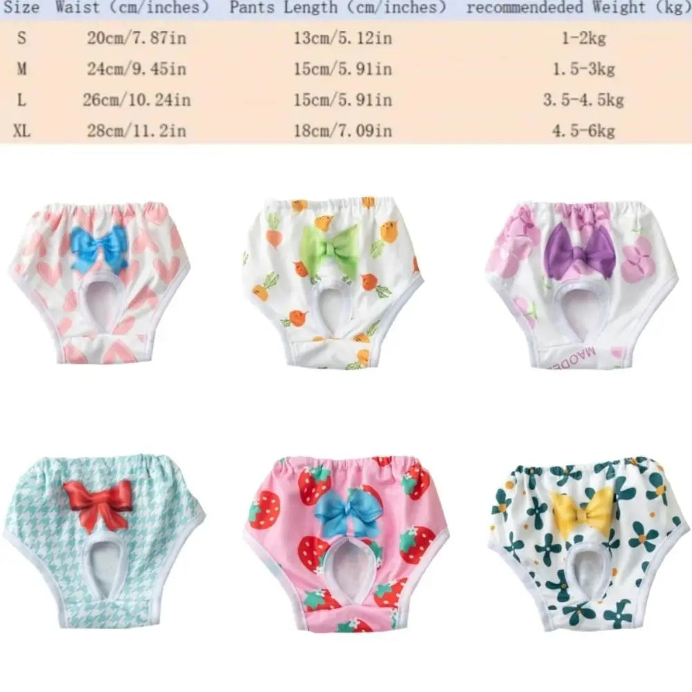 Washable Dog Physiological Pants Cartoon Print Leakproof Breathable Diaper