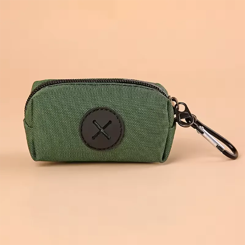 Canvas Dog Poop Bag Holder Outdoor Dispenser With Carabiner Clip
