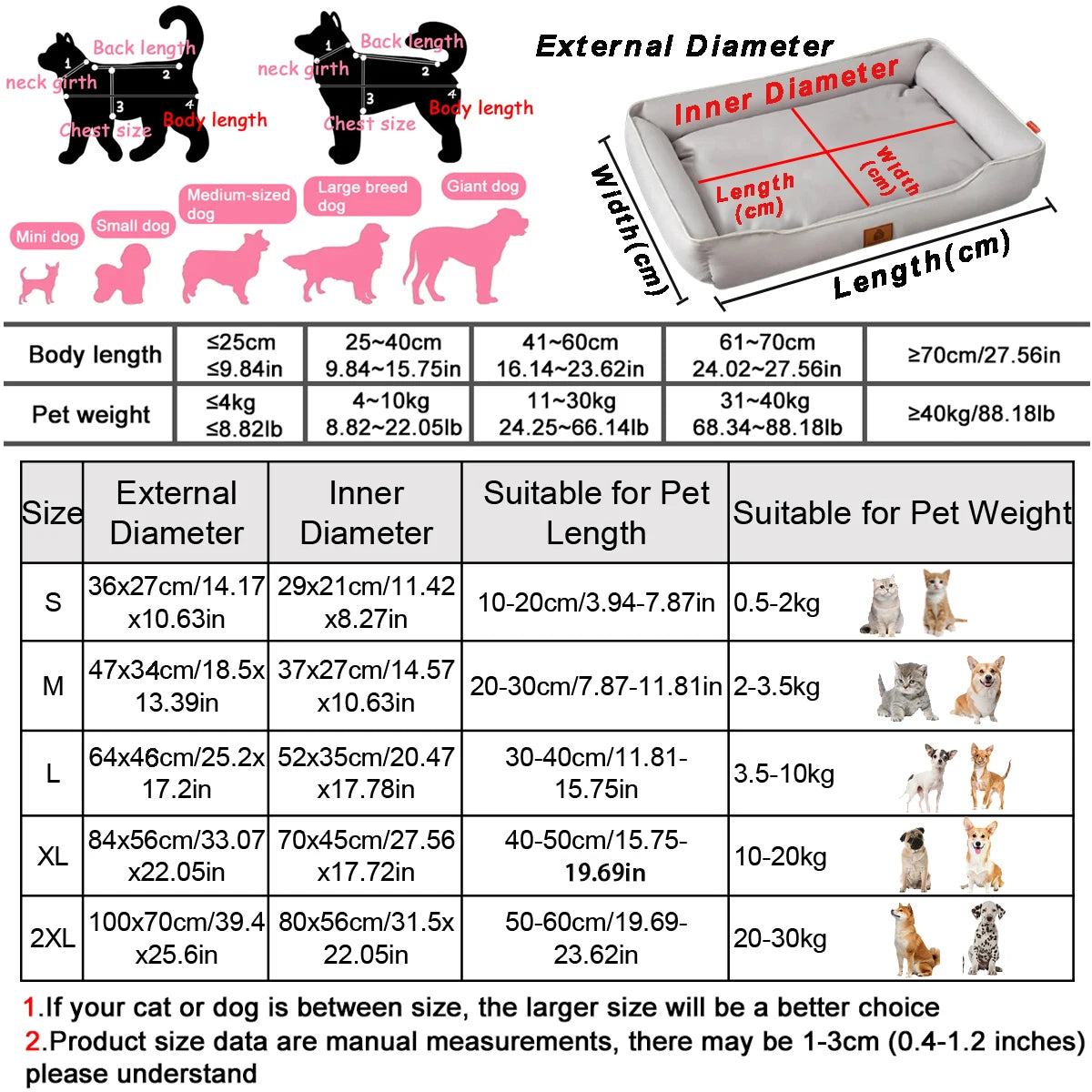 Four Season Square Dog Bed Sofa Style Cushion For Pets