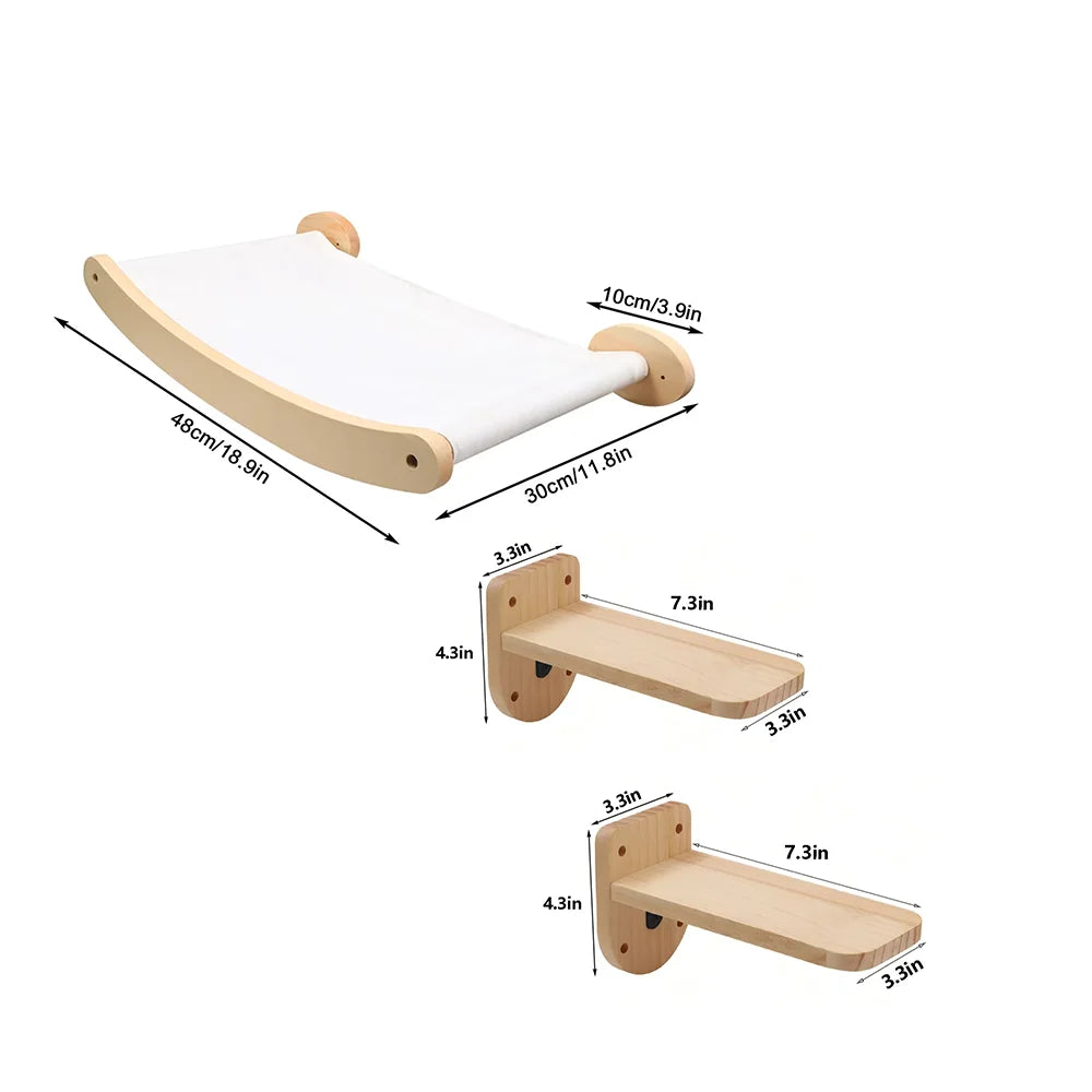 CWV Wall Mounted Cat Hammock With Sisal Rope Climbing Shelf