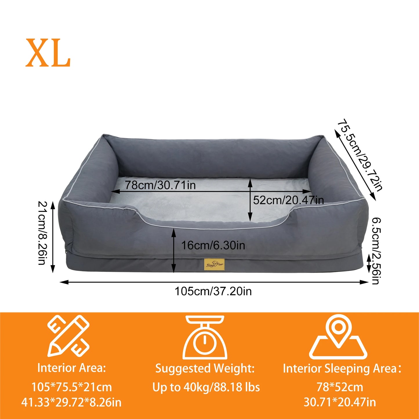 BINGOPAW Orthopedic Dog Bed With Waterproof Lining And Removable Cover