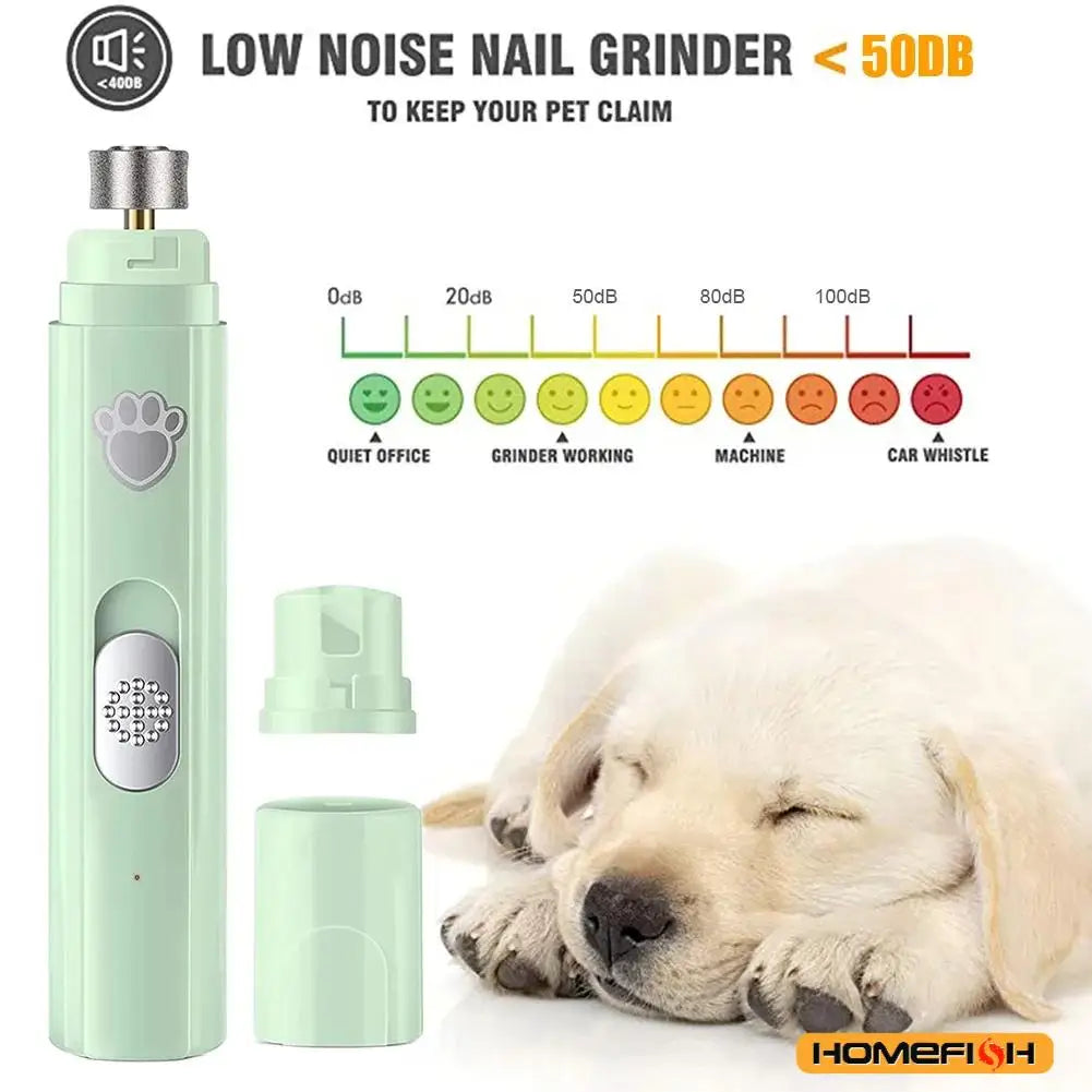 Electric Dog Nail Grinder USB Rechargeable Pet Trimmer With Wheel