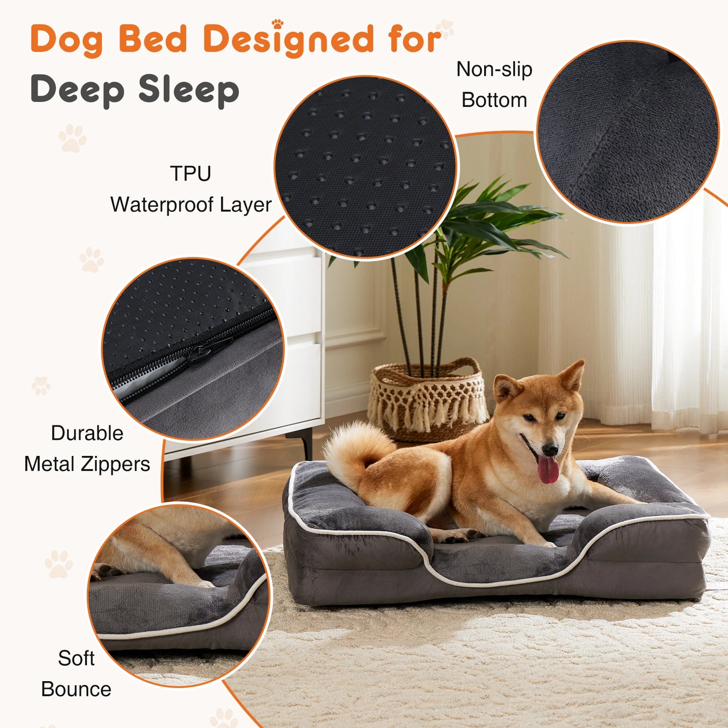 JHK Orthopedic Memory Foam Dog Bed for Small Pets Pro