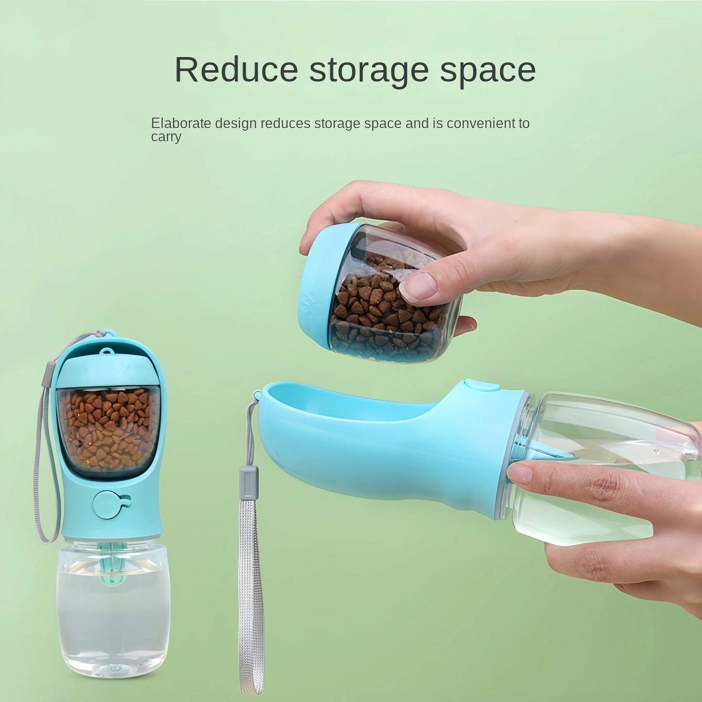 Portable Dog Cat Water Bottle With Storage And Travel Cap