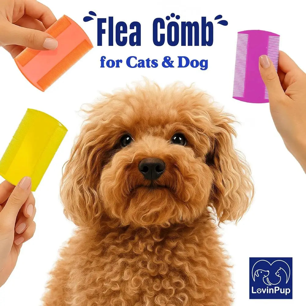 Pet Lea Comb 3-Pack For Dogs And Cats, Gentle Line-Tooth Fur Removal