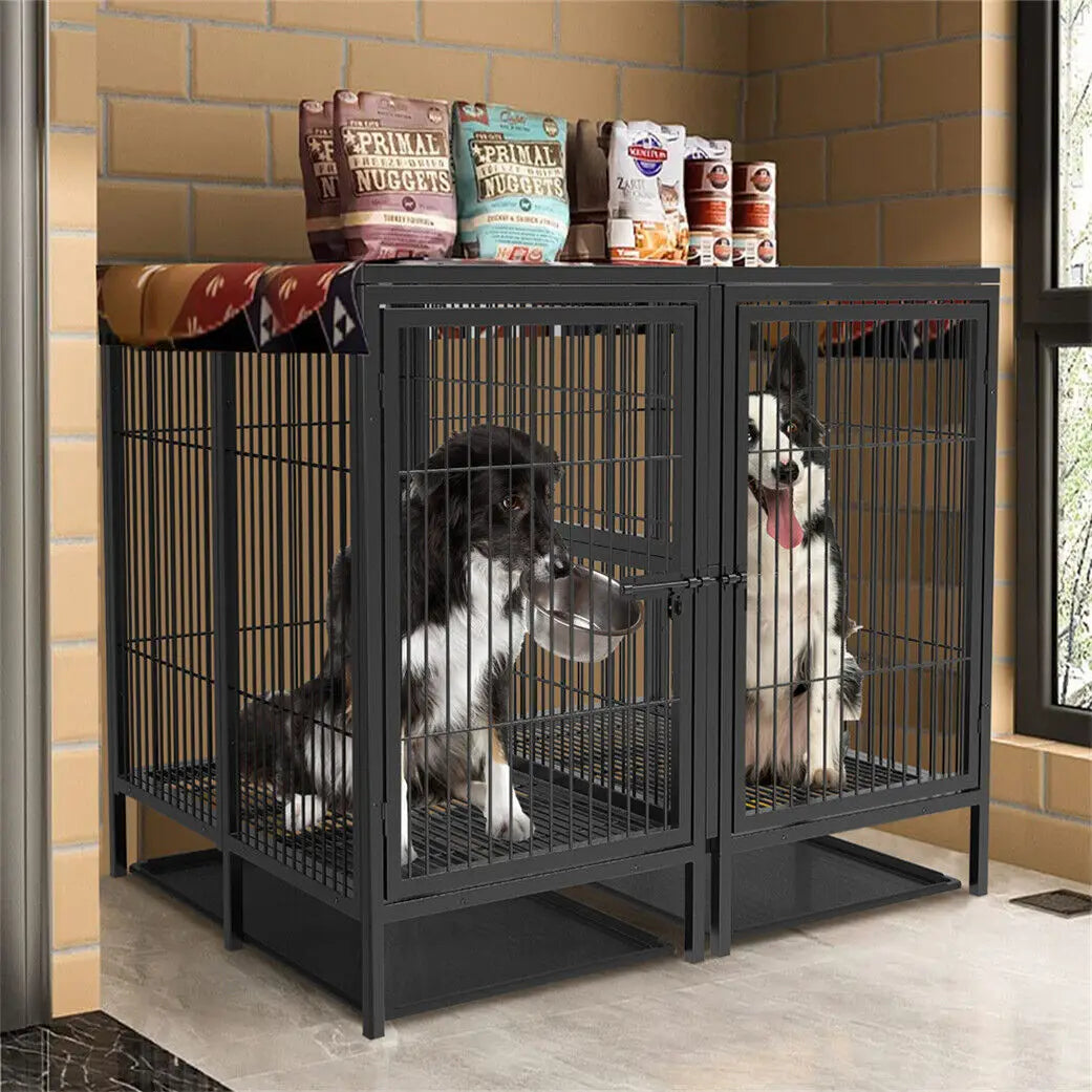 BINGOPAW Jumbo Metal Pet Playpen With Steel Lock And Trays