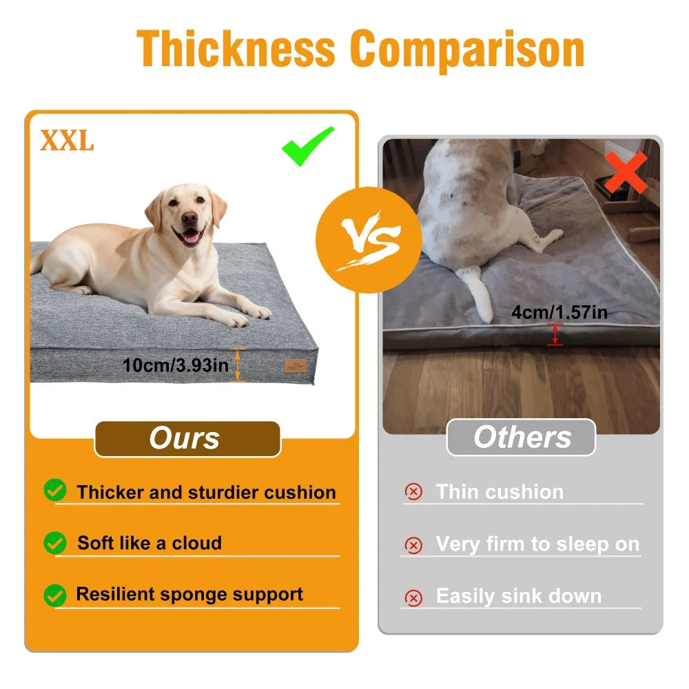 Borwart Orthopedic Linen Dog Bed With Removable Washable Cover