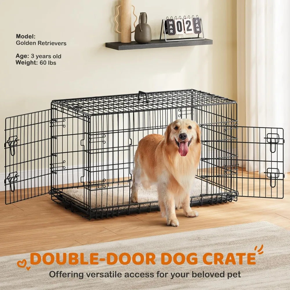 Yaheetech Collapsible Double Door Dog Crate Divider And Removable Tray