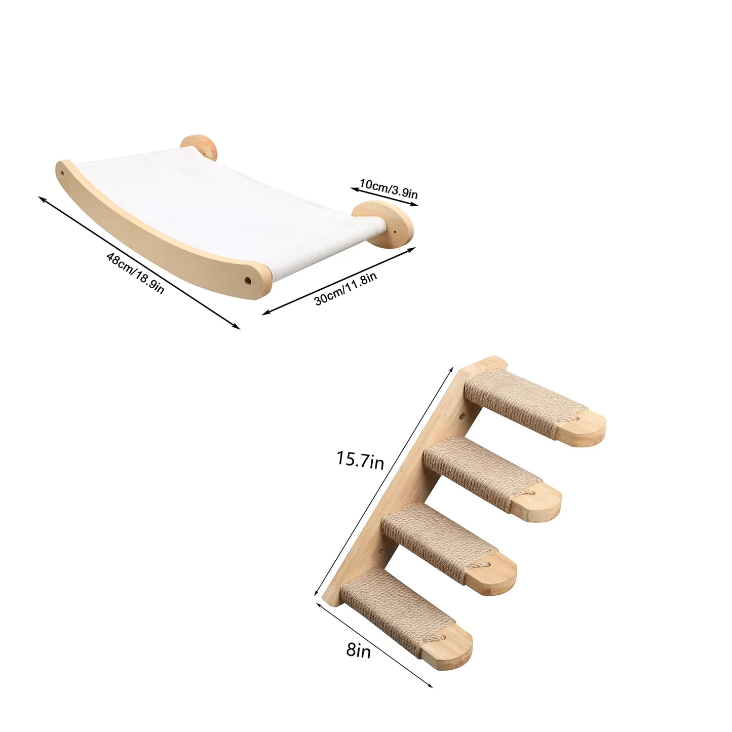 CWV Wall Mounted Cat Hammock With Sisal Rope Climbing Shelf