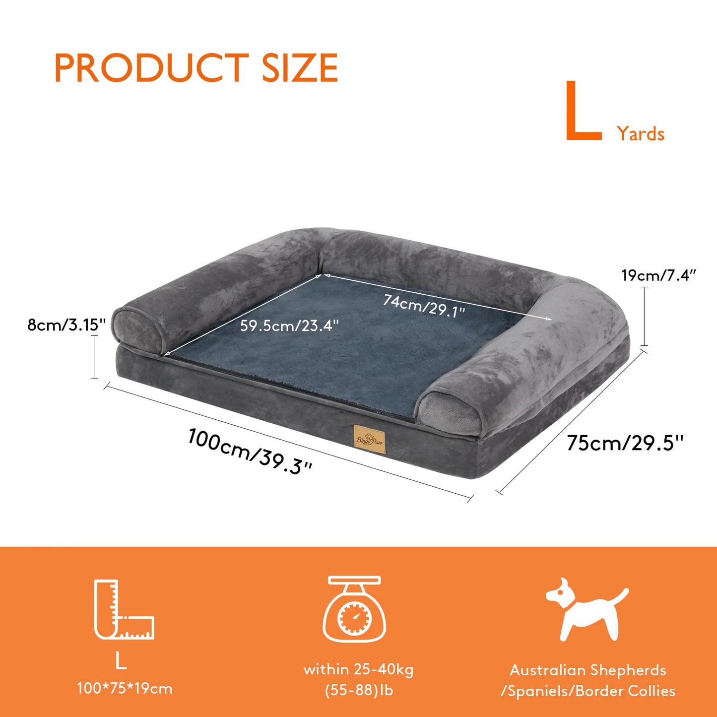 BINGOPAW Orthopedic Dog Bed With Removable Washable Cover And Foam