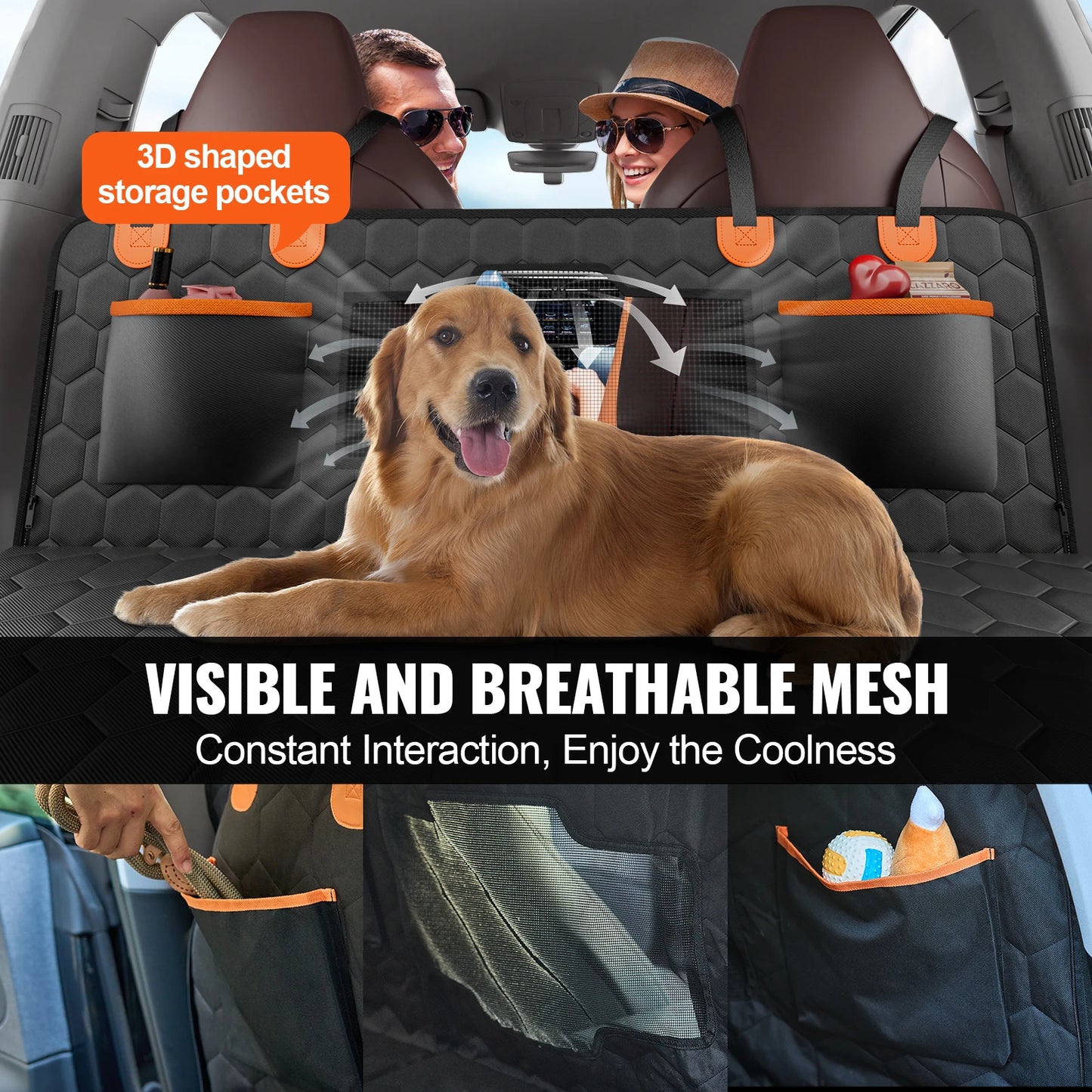 SucceBuy Back Seat Extender Dog Car Hammock With Storage Pocket