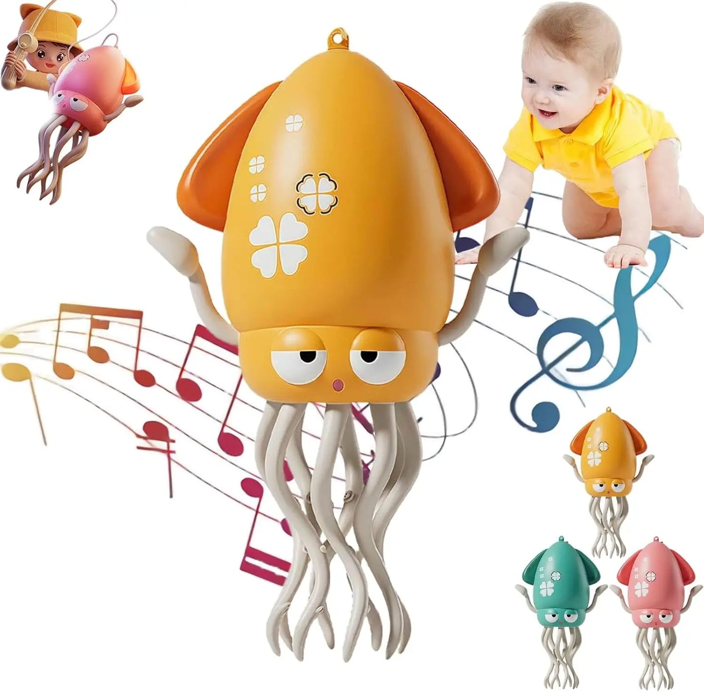 CONUSEA Electric Dance Octopus Toy With LED Lights USB Rechargeable