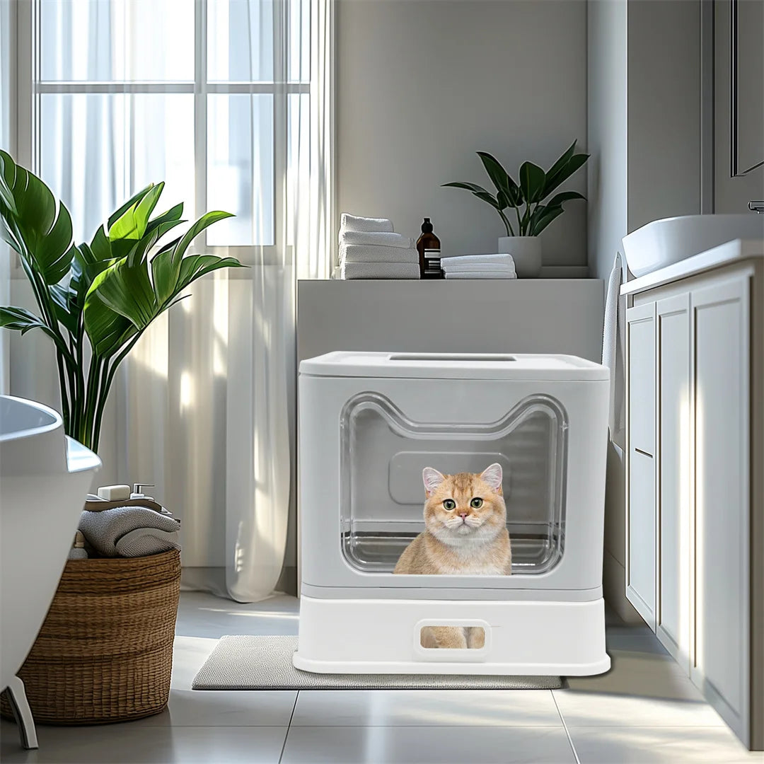 Detachable Enclosed Cat Litter Box With Front Entry Scoop