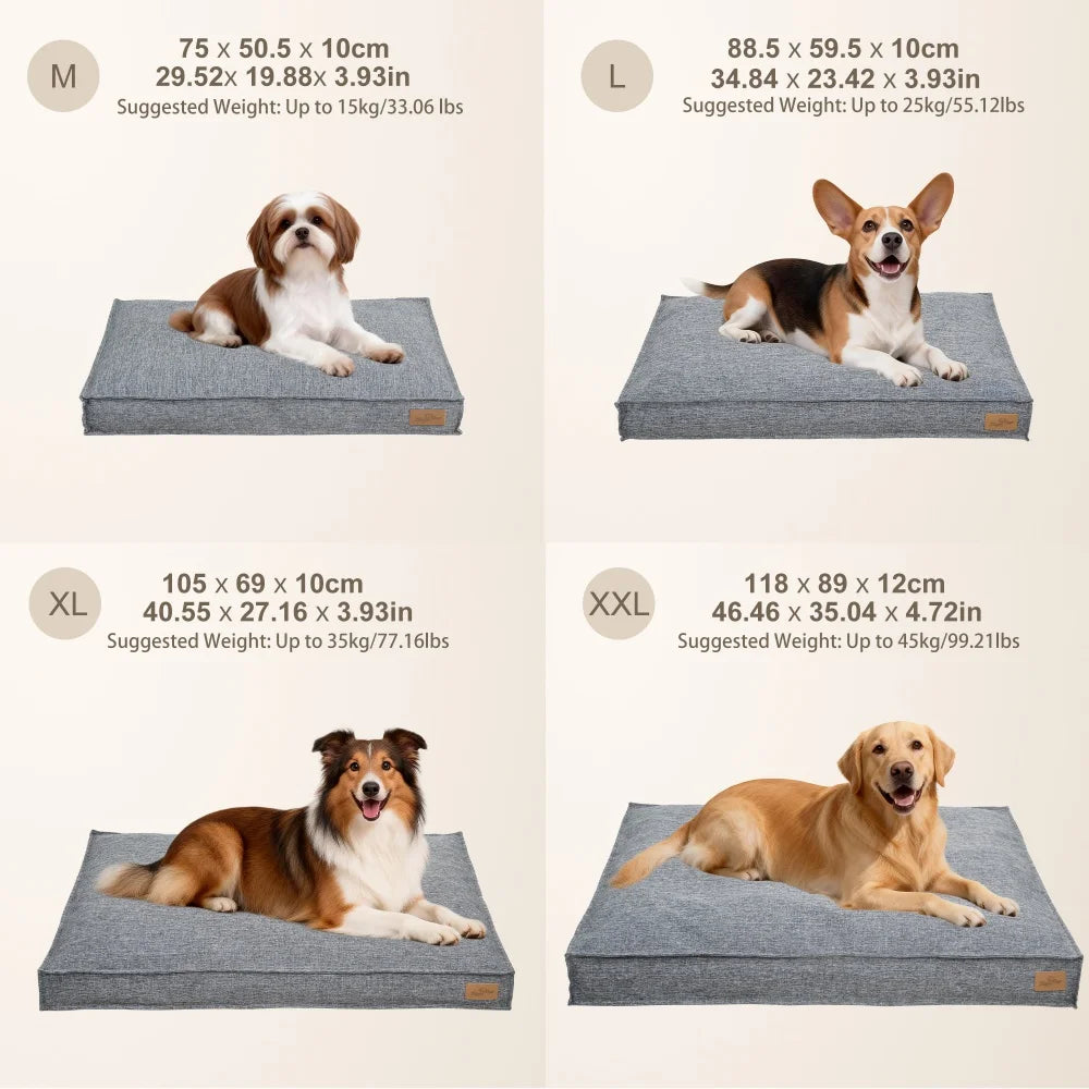 Borwart Orthopedic Linen Dog Bed With Removable Washable Cover