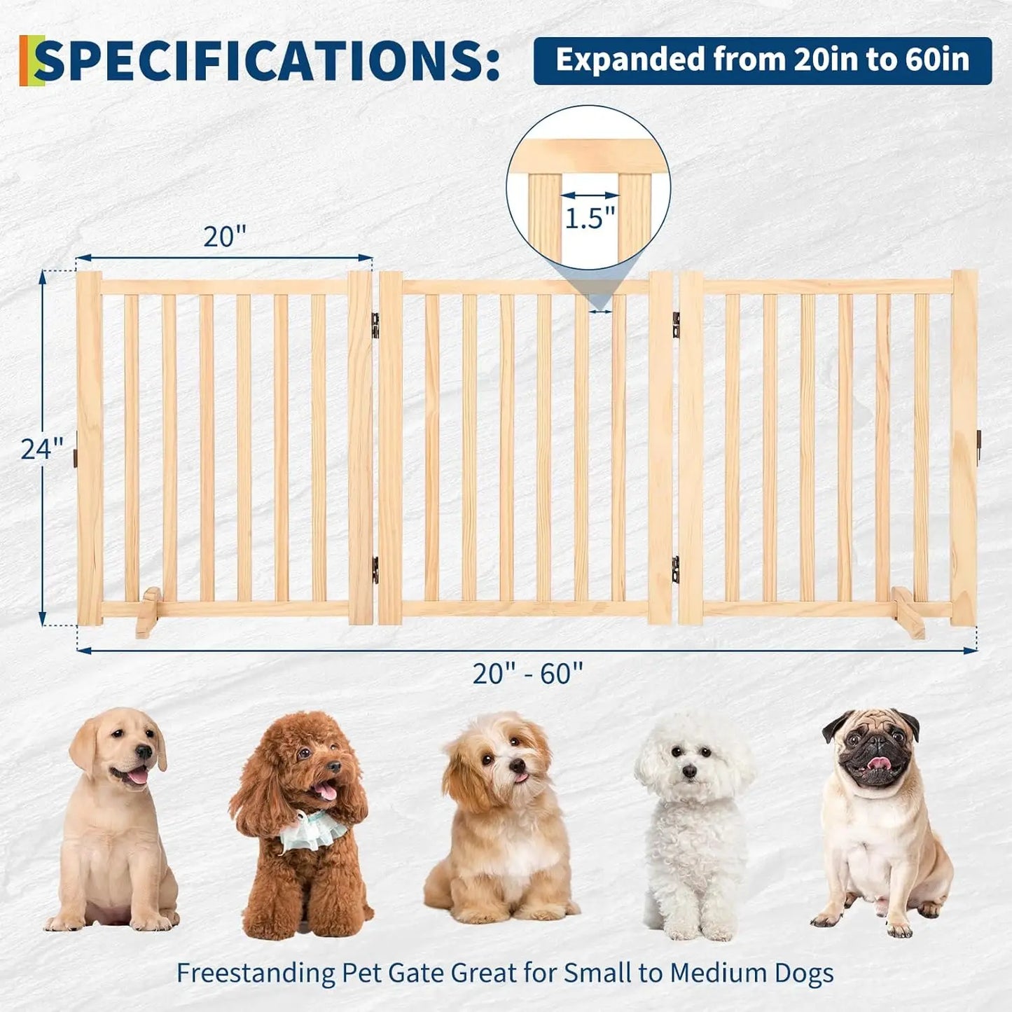 HiMISS Freestanding Dog Gate For Doorways And Stairs Foldable