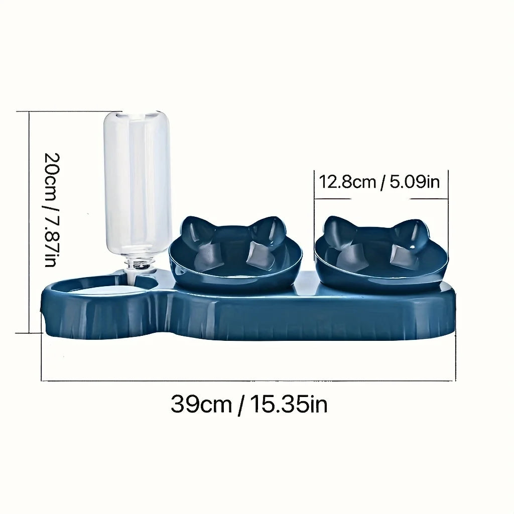 Pet Bowls With Water Feeder Gravity Bottle For Neck Protection