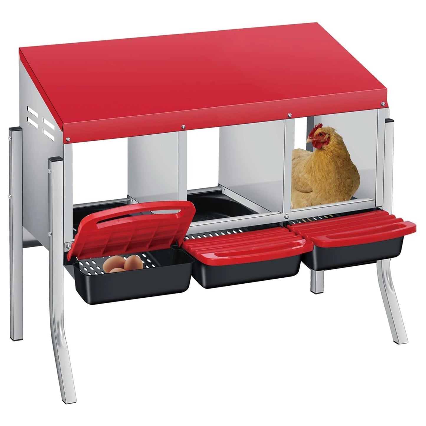 TWISTER.CK Metal Chicken Nesting Box With Automatic Egg Roll Out