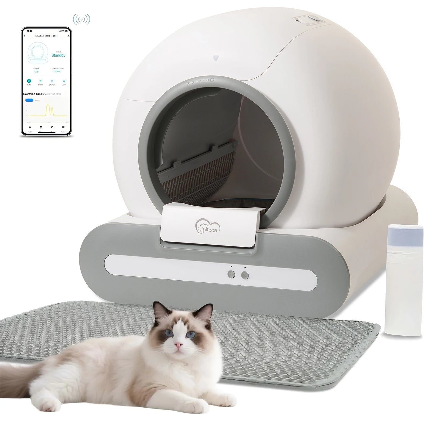 DOEL Self-Cleaning Cat Litter Box App Control 2 4G WiFi