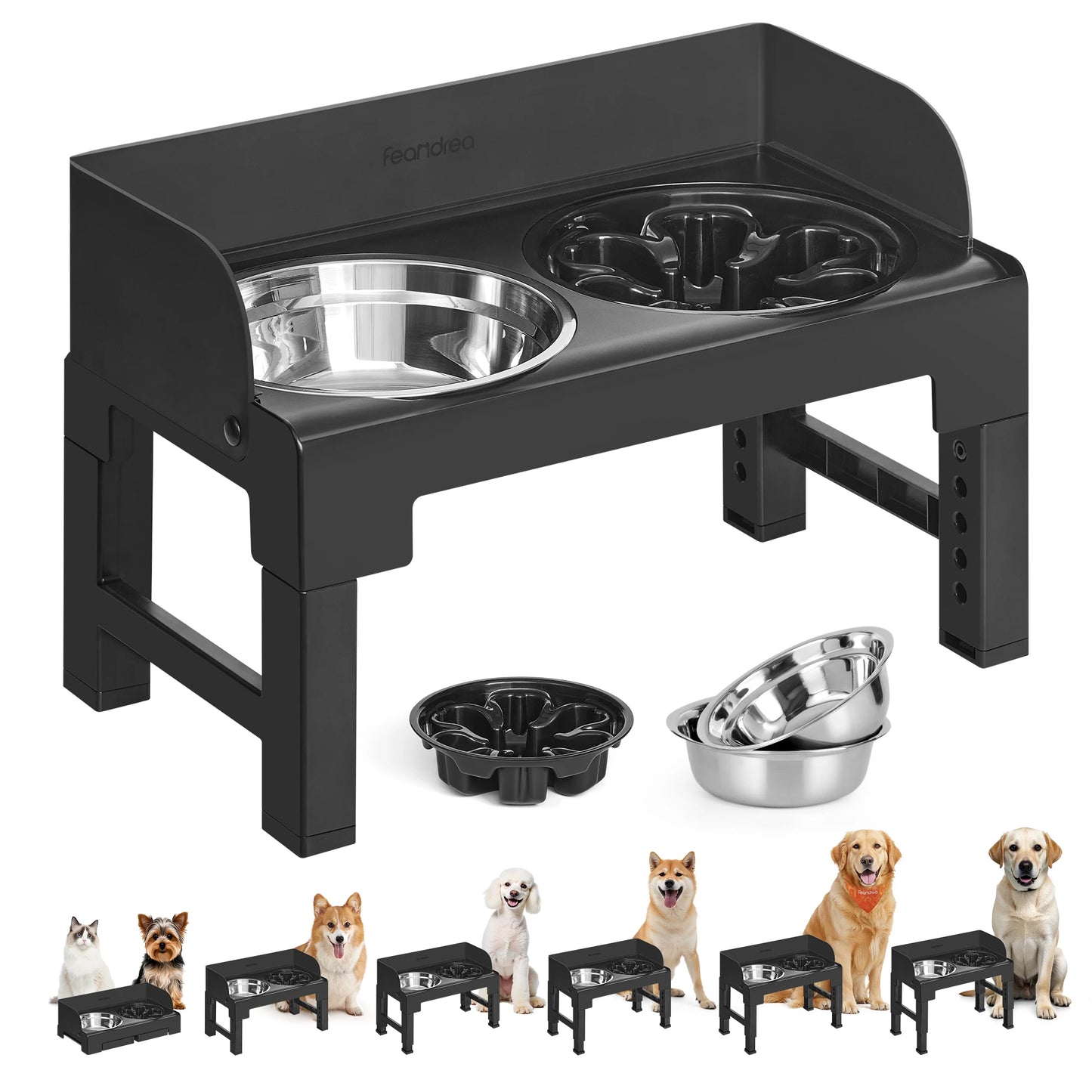 Feandrea Elevated Dog Bowls Stand With Slow Feeder