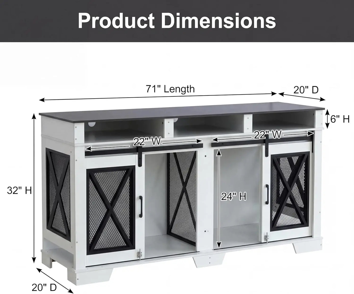 Garvee Heavy Duty Wood Metal Dog Crate With Divider And Dual Doors