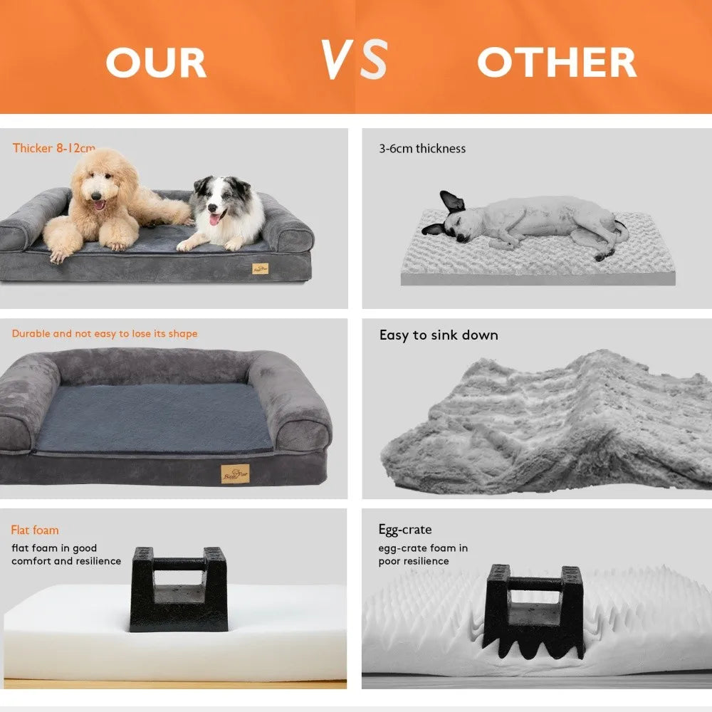Borwart Orthopedic Memory Foam Dog Bed With Removable Cover