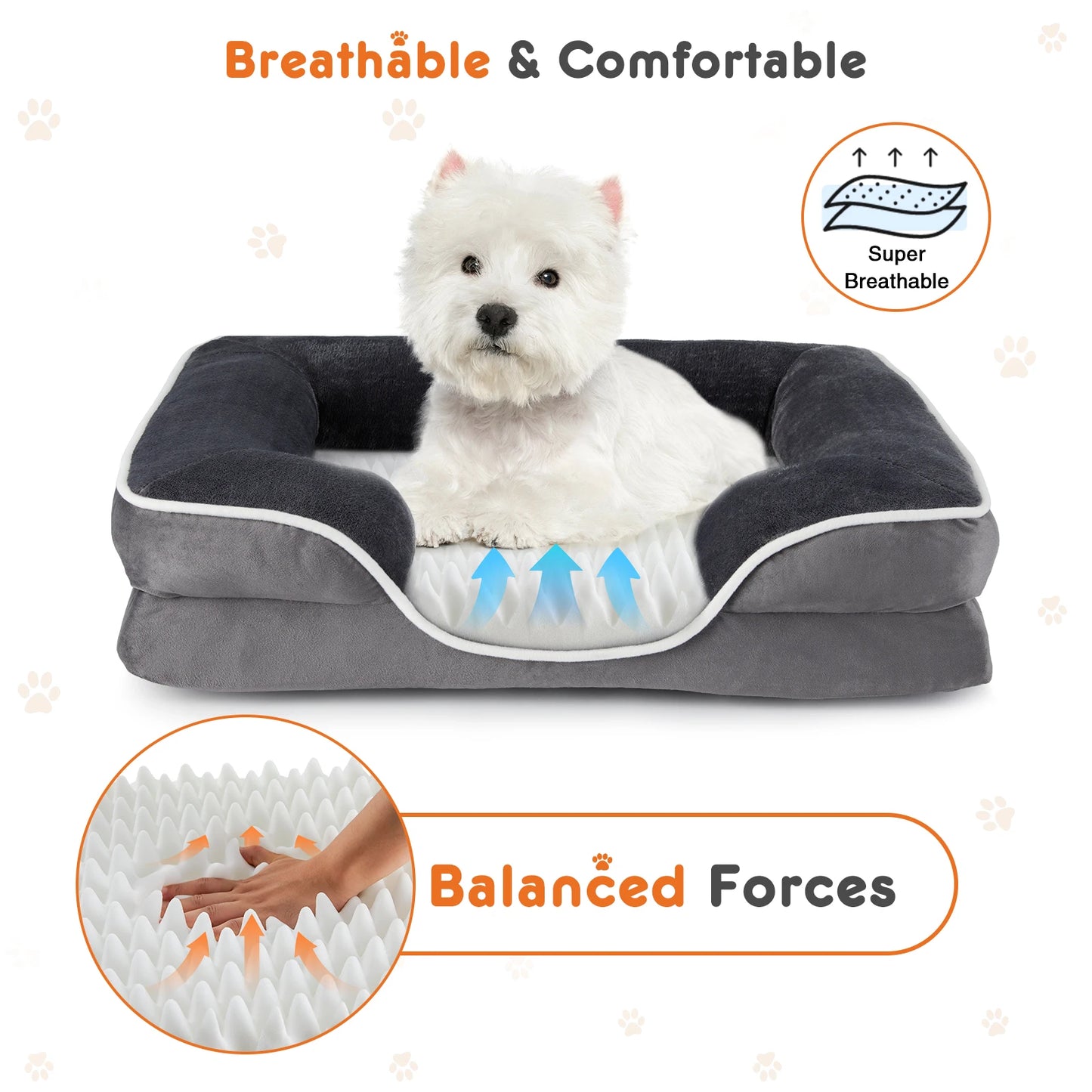JHK Orthopedic Memory Foam Dog Bed for Small Pets Pro