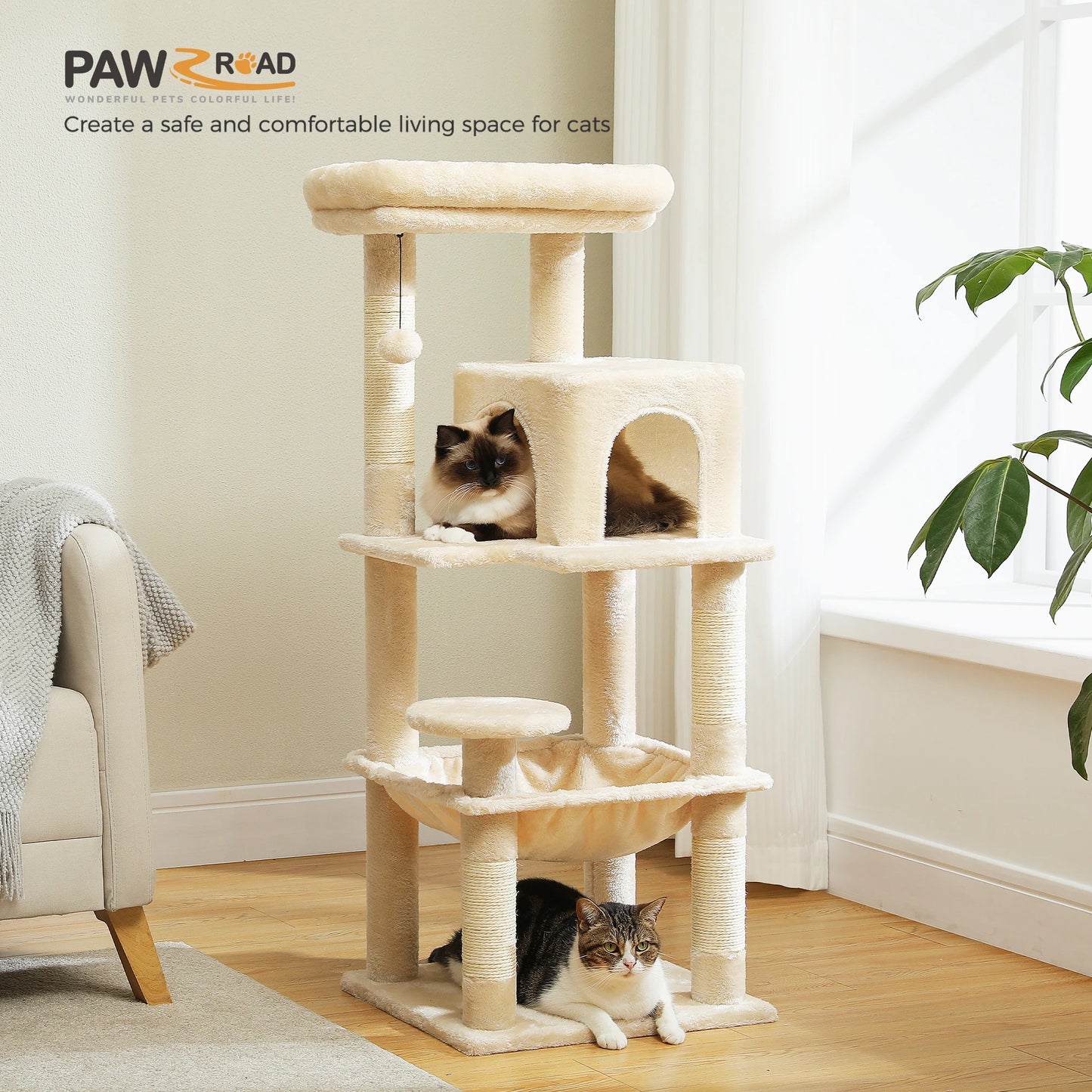 Petepela Cat Tree Indoor 5-Level Tower With Metal Frame
