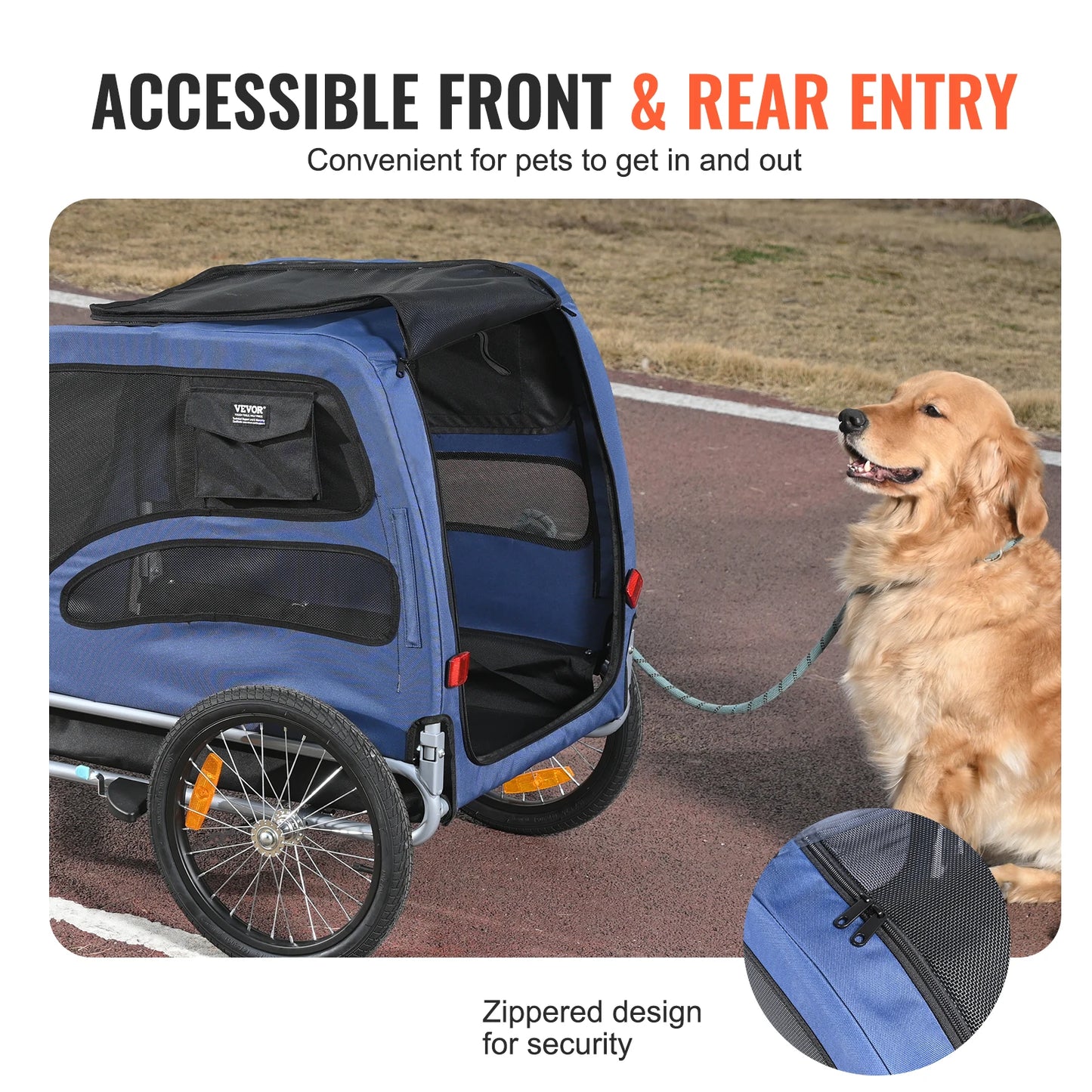 Pet Bike Trailer Carrier For Dogs, 100lb Capacity, Collapsible