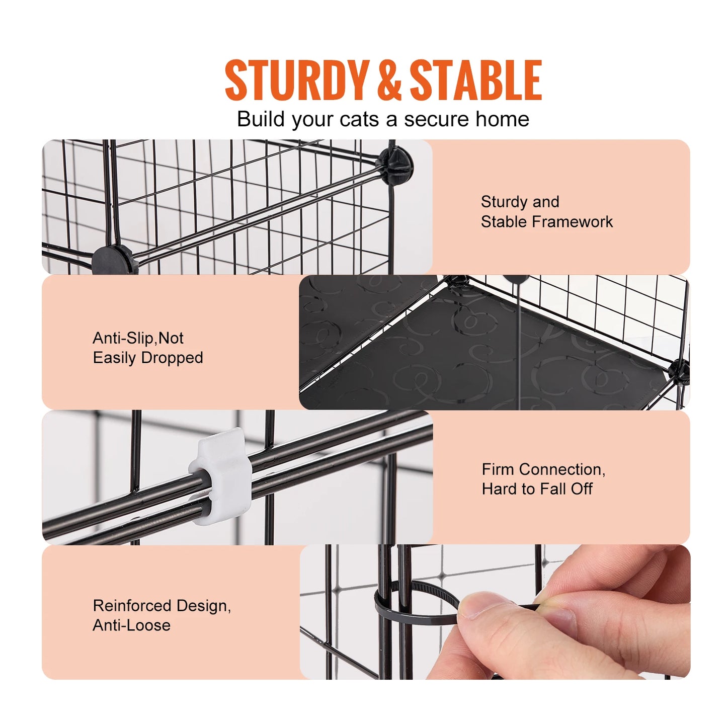 SucceBuy Detachable Metal Cat Cage With Ramp And Hammock