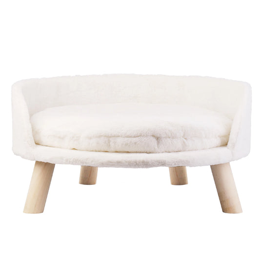 Soft Plush Cat Bed With Wooden Legs And Washable Cushion