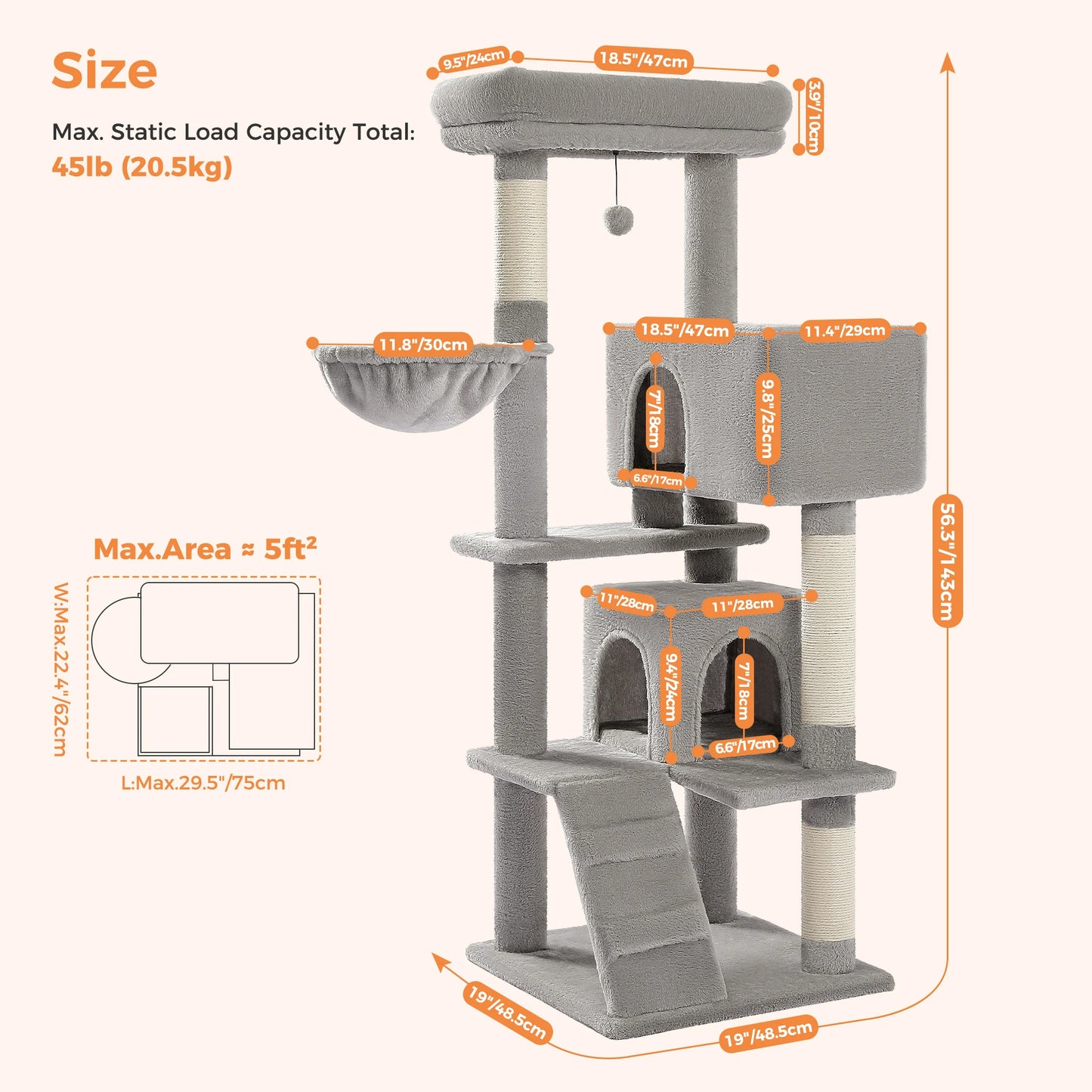 PAWZ Road Cat Tree With Toy Tower Indoor Cat Condo