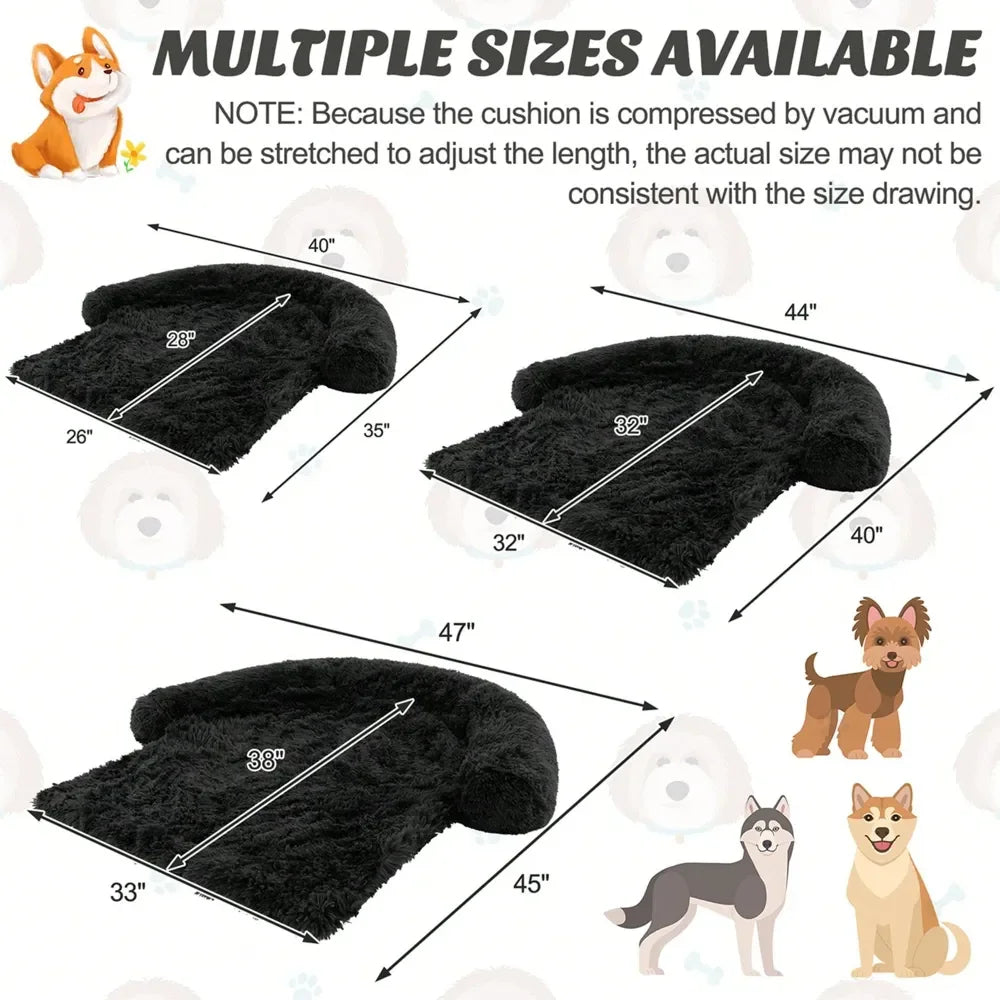 Calming Plush Dog Bed With Anti Slip Bottom Cushion Mat
