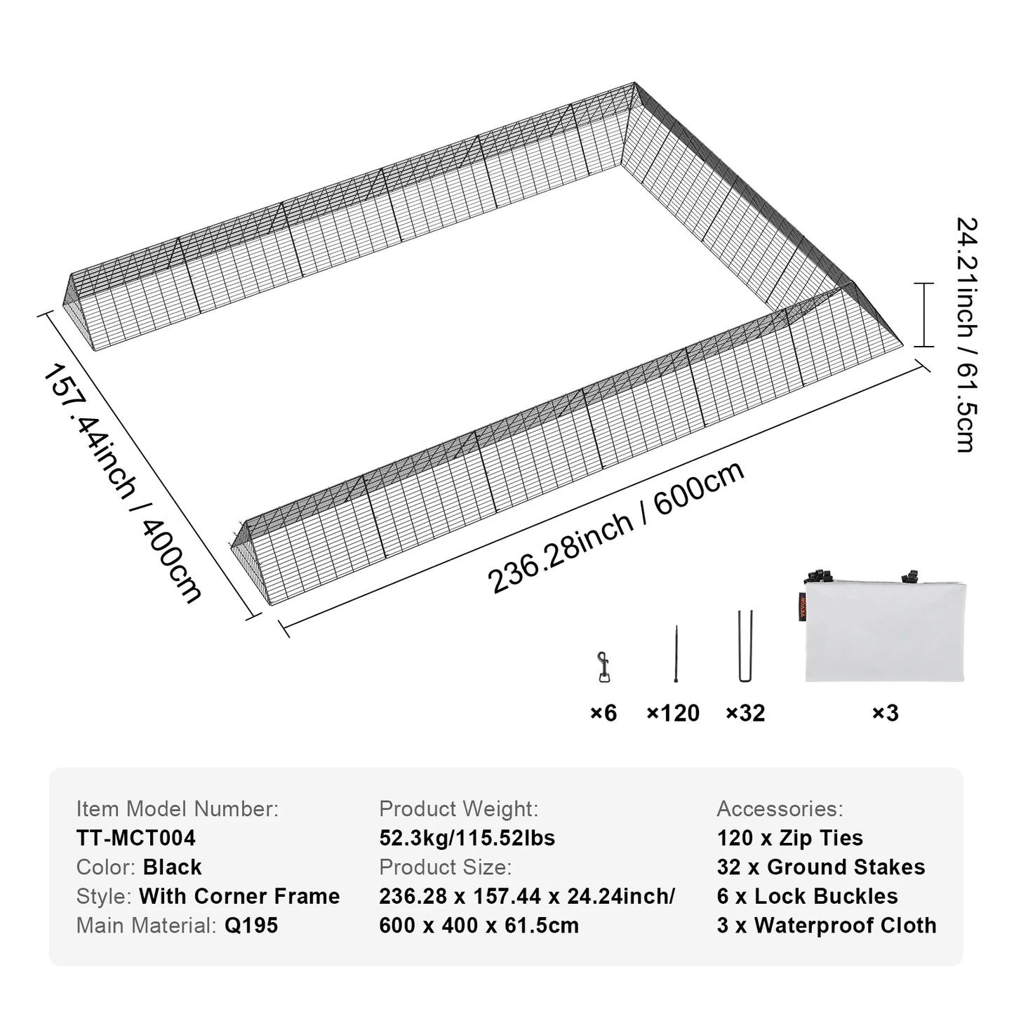 SucceBuy Chicken Tunnels for Yard with Corner Frame