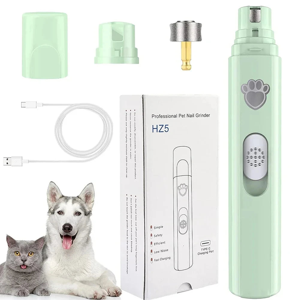Electric Dog Nail Grinder USB Rechargeable Pet Trimmer With Wheel