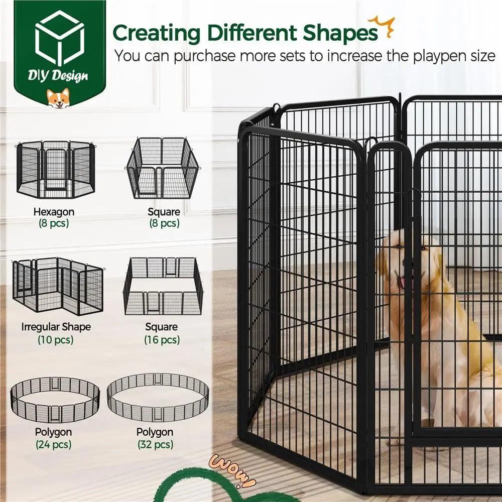 Heavy Duty Metal Dog Playpen With Secure Locking Panels