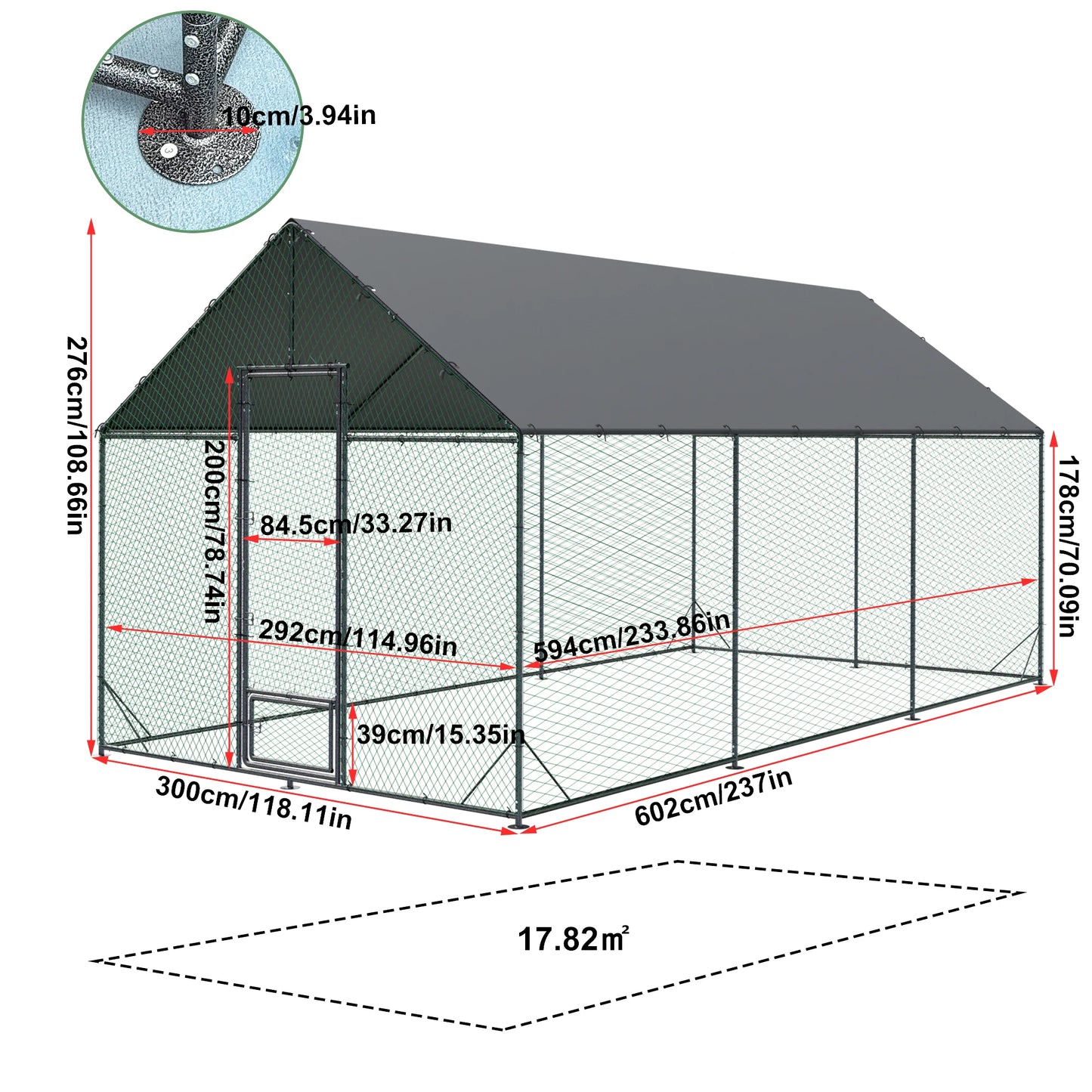 BINGOPAW Large Outdoor Metal Chicken Coop Walk In Poultry Run
