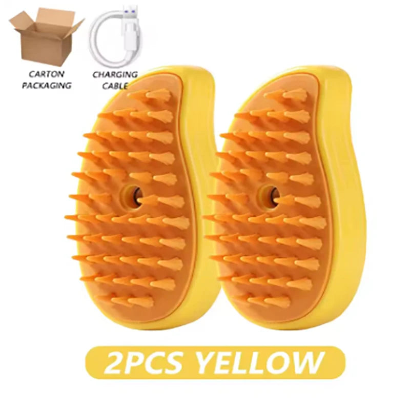 Pet Steam Hair Removal Brush 3 In 1 Silicone Groomer