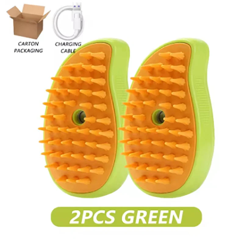 Pet Steam Hair Removal Brush 3 In 1 Silicone Groomer