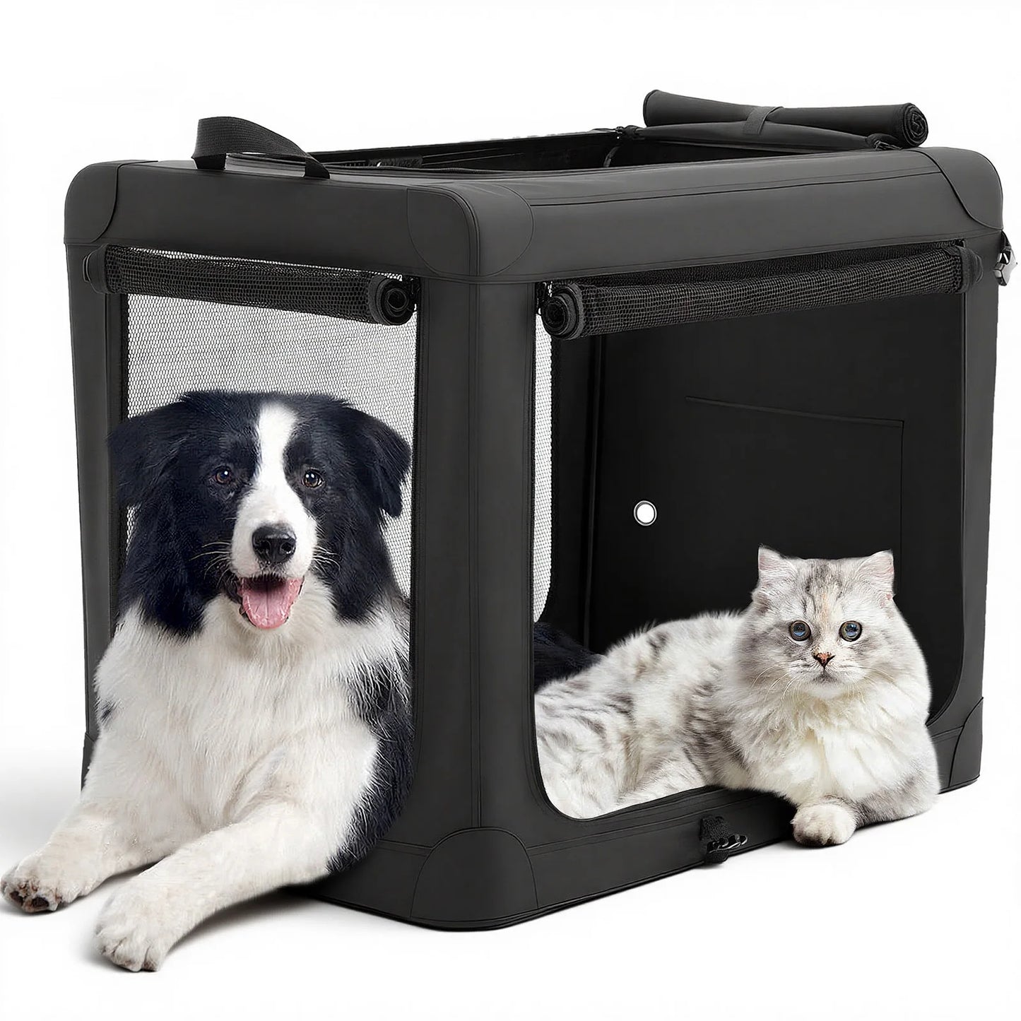JHK Foldable Soft Dog Crate With 3 Doors Kennel Indoor
