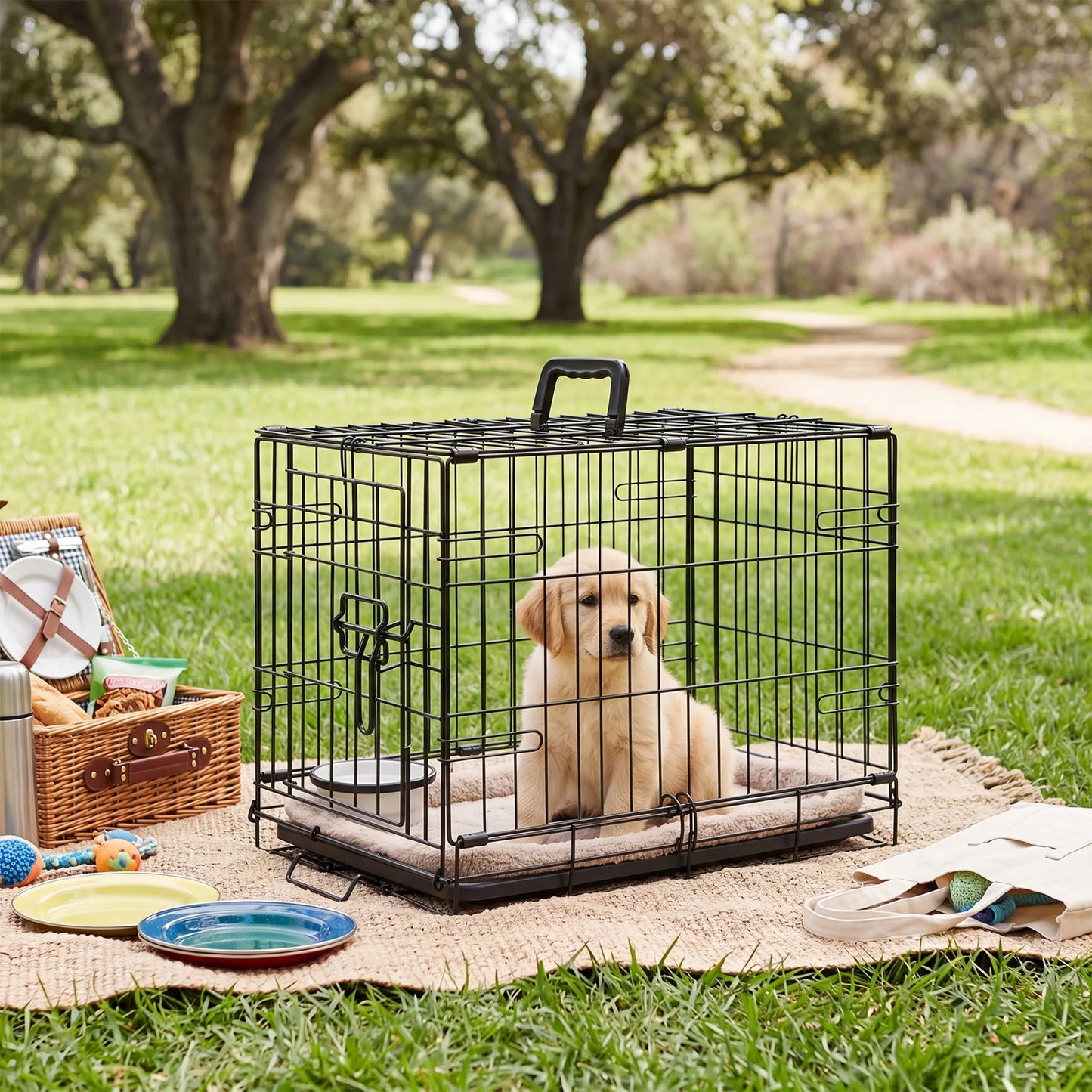 JHK 18 Inches Door Dog Crate With Secure Lock Tray