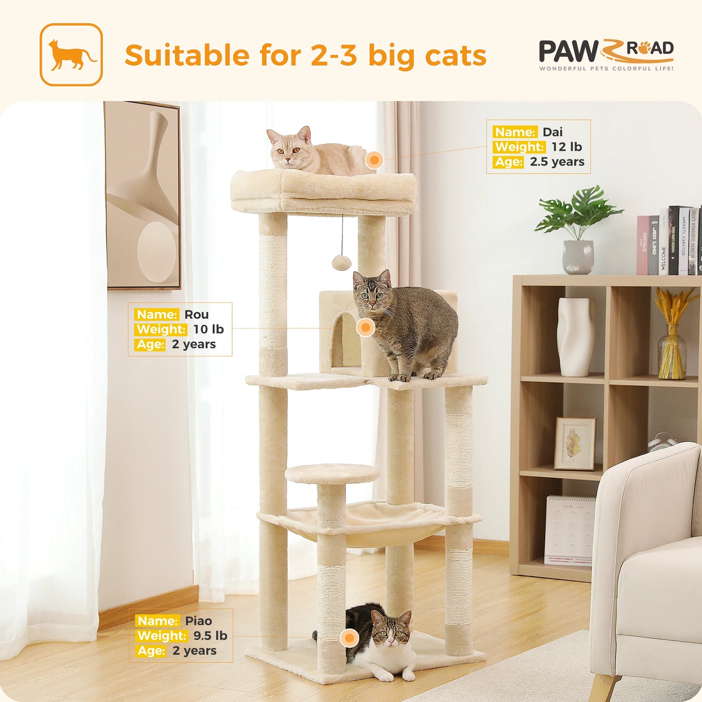 PAWZ Road Cat Tree Five Level Indoor Tower Cozy Condo