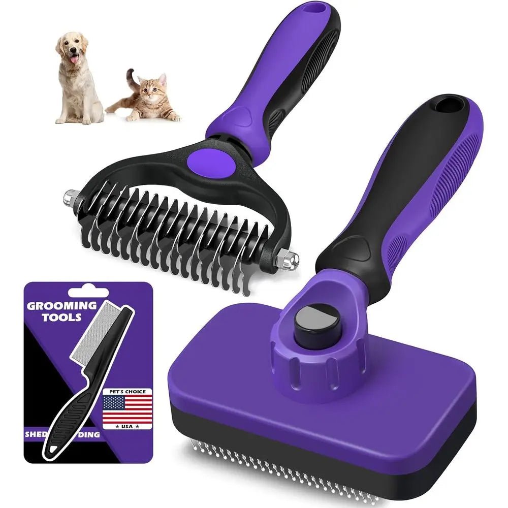 Grooming Kit Double Sided Slicker Brush For Dogs Cats Horses