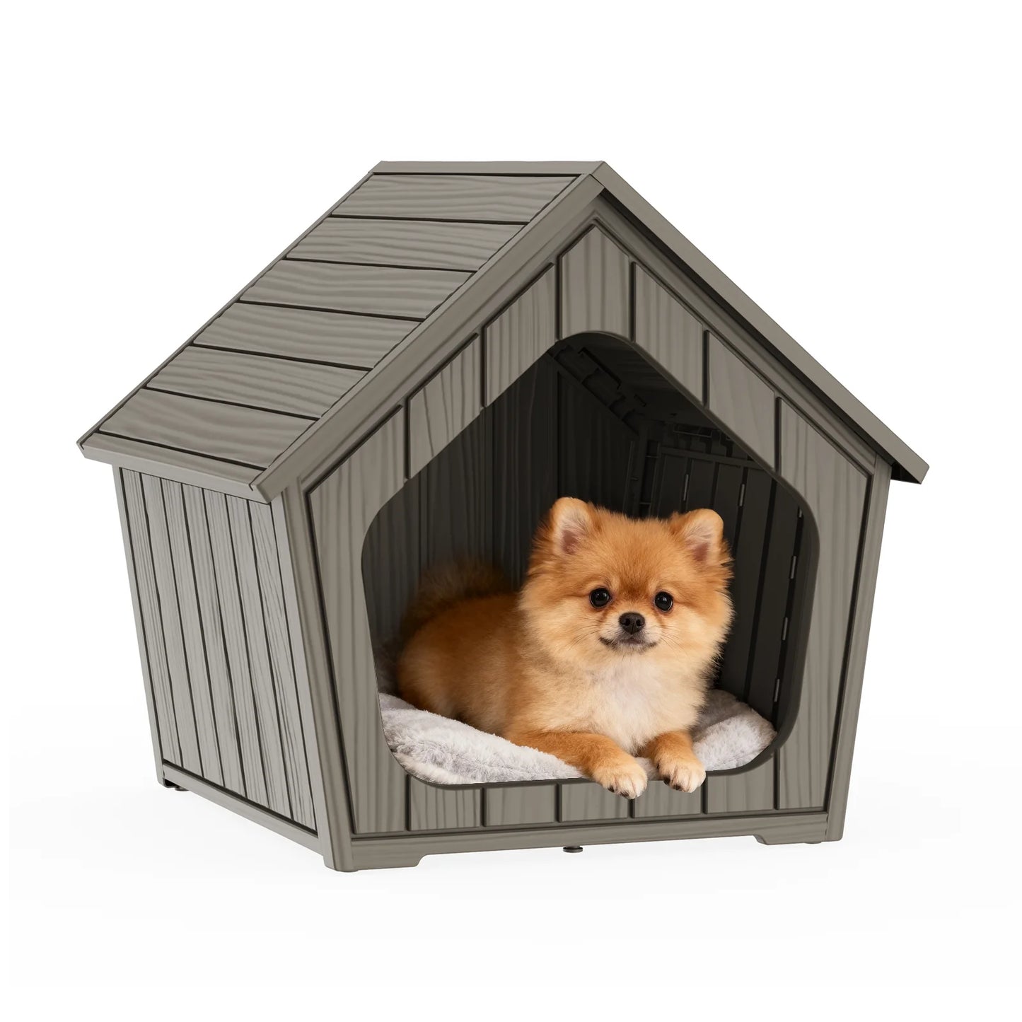 Gable Roof Plastic Outdoor Dog Shelter With Ventilation And Drainage