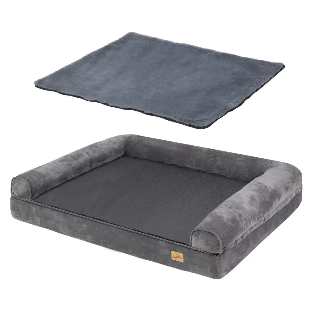 Borwart Orthopedic Memory Foam Dog Bed With Removable Cover