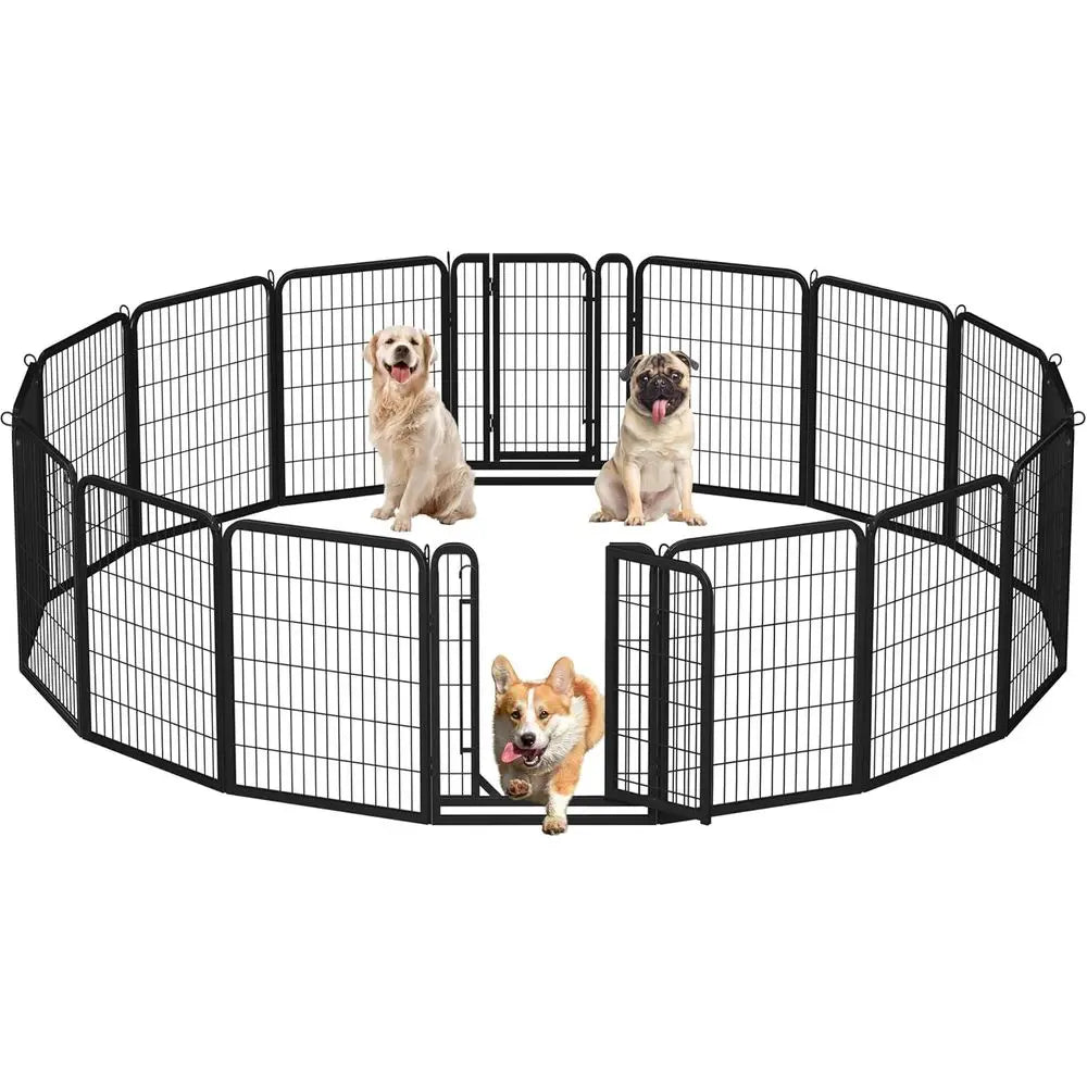 Heavy Duty Metal Dog Playpen Featuring Secure Door Assembly