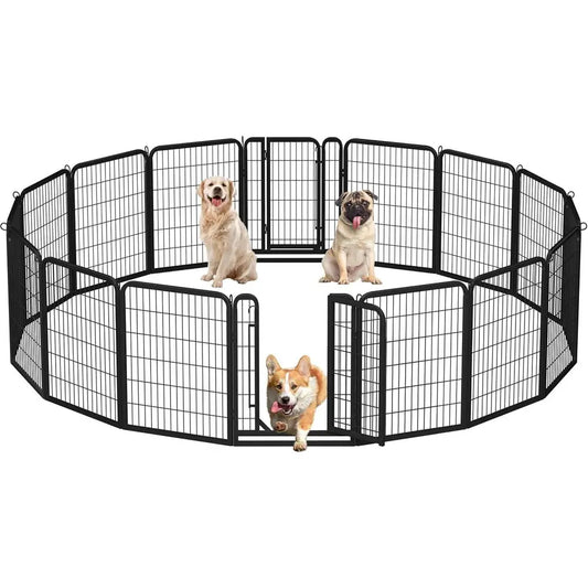 Heavy Duty Metal Dog Playpen Featuring Secure Door Assembly
