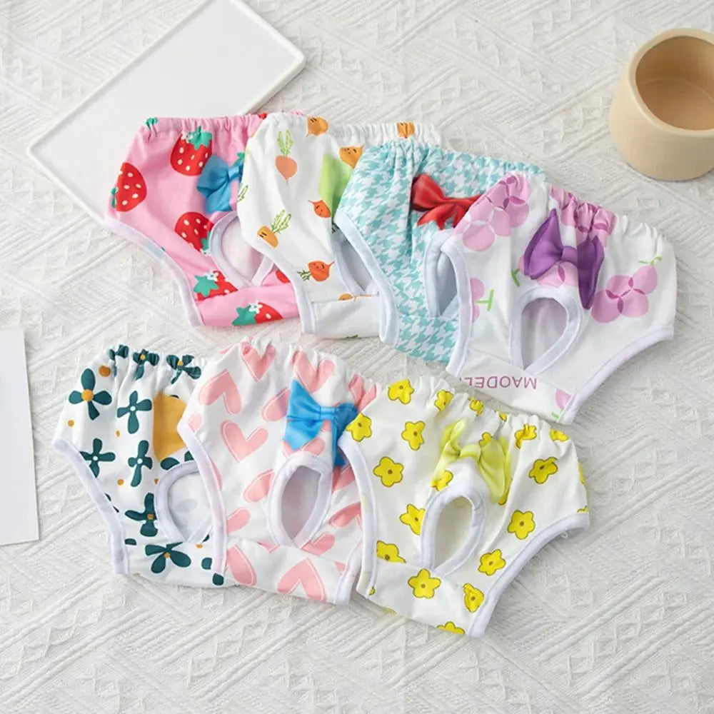 Washable Dog Physiological Pants Cartoon Print Leakproof Breathable Diaper
