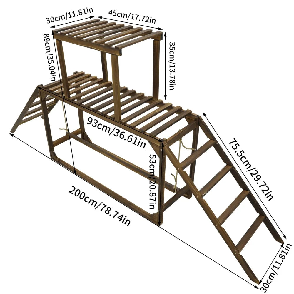Pine Wood Chicken Perch Swing Coop Toy With Ladder Platform