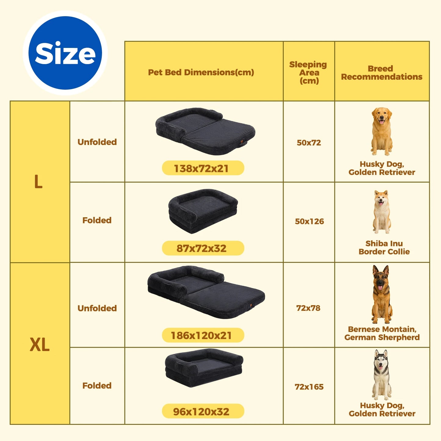 PAWZ Road Foldable Dog Bed Plush Couch For Large Dogs